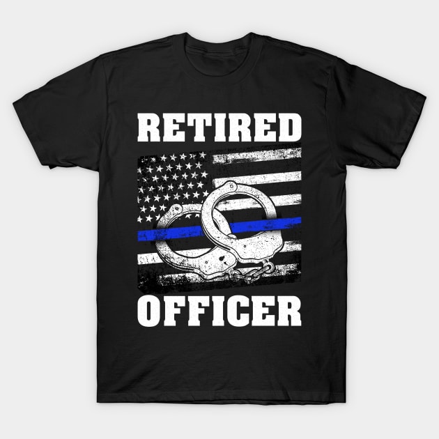 Retired Police Officer Proud Patriotic Officer American Flag T-Shirt by 5StarDesigns